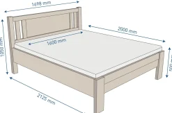 Drewniane łóżko z naturalnego buku Sion H1, BK1, 160x200 cm