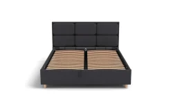 Łóżko tapicerowane Aurora Frame Lift, Wooden Black, Queens Dark Grey, 160x200 cm