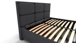 Łóżko tapicerowane Aurora Frame Lift, Wooden Black, Queens Dark Grey, 160x200 cm