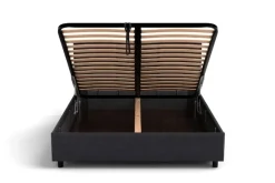 Łóżko tapicerowane Aurora Frame Lift, Beech Black, Queens Camel, 160x200 cm