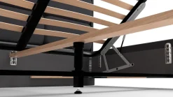Łóżko tapicerowane Aurora Frame Lift, Beech Black, Royal Suede Caribou, 160x200 cm
