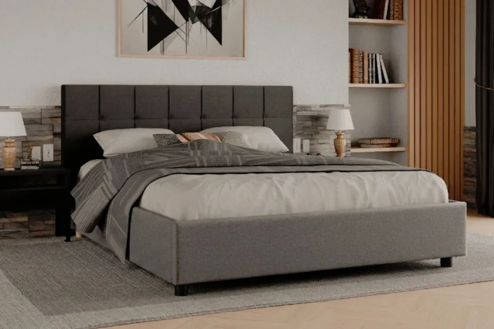 Łóżko tapicerowane Boston Frame Lift, Beech Black, Queens Camel, 160x200 cm