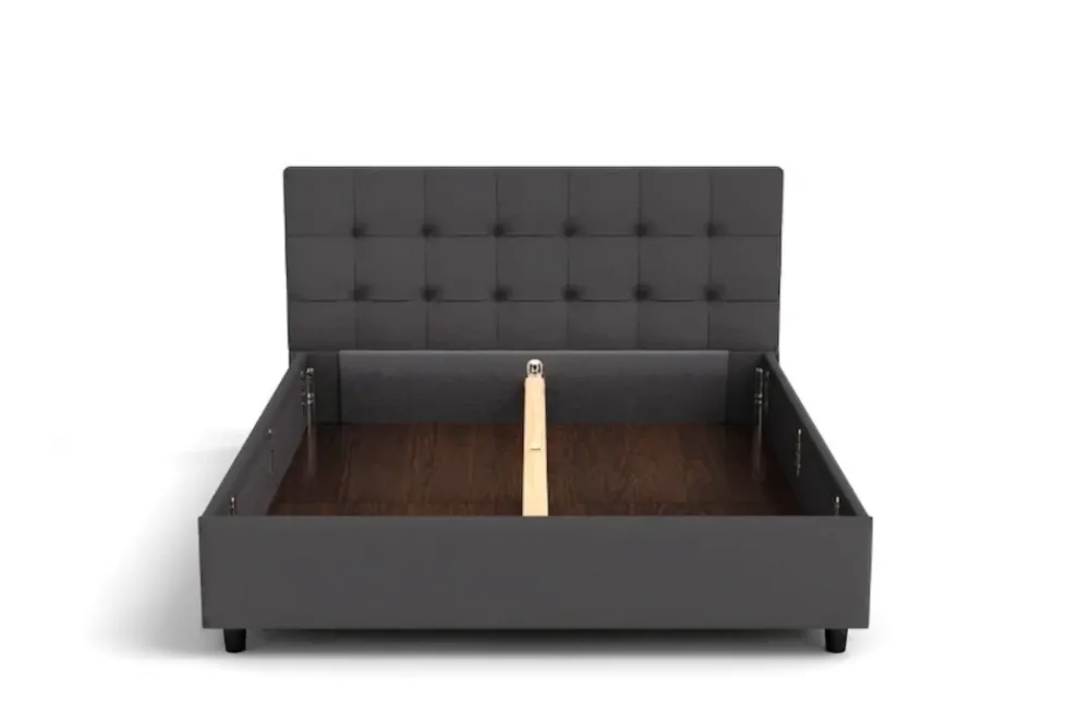 Łóżko tapicerowane Boston Frame Lift, Beech Black, Queens Camel, 160x200 cm