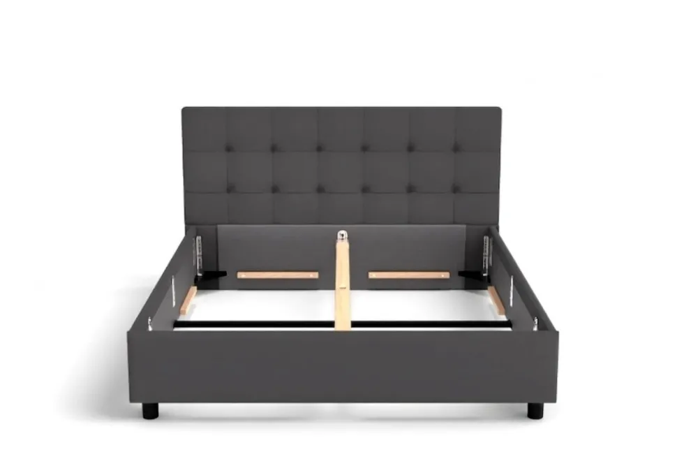 Łóżko tapicerowane Boston Frame Lift, Beech Black, Queens Camel, 160x200 cm