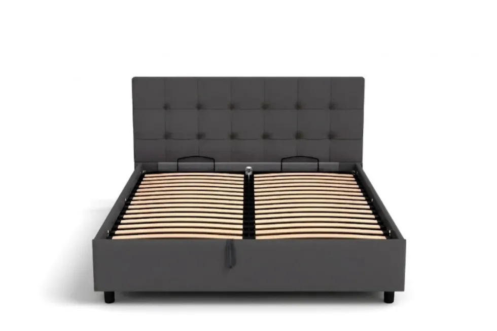 Łóżko tapicerowane Boston Frame Lift, Beech Black, Queens Camel, 160x200 cm