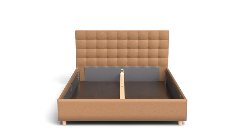 Łóżko tapicerowane Garland Frame Storage, Wooden Black, Kenya Camel, 180x200 cm