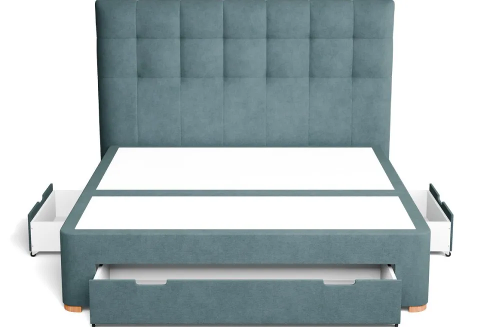 Łóżko tapicerowane Malibu, Jade 9847, box 3 drawers, 160x200 cm