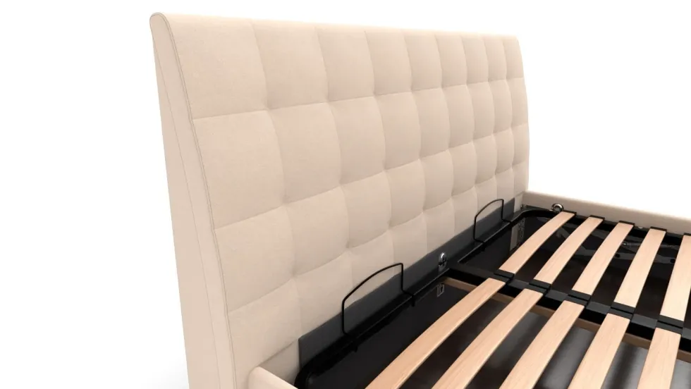 Łóżko tapicerowane Nashville Frame Lift, Beech Black, Savanna Blue, 160x200 cm