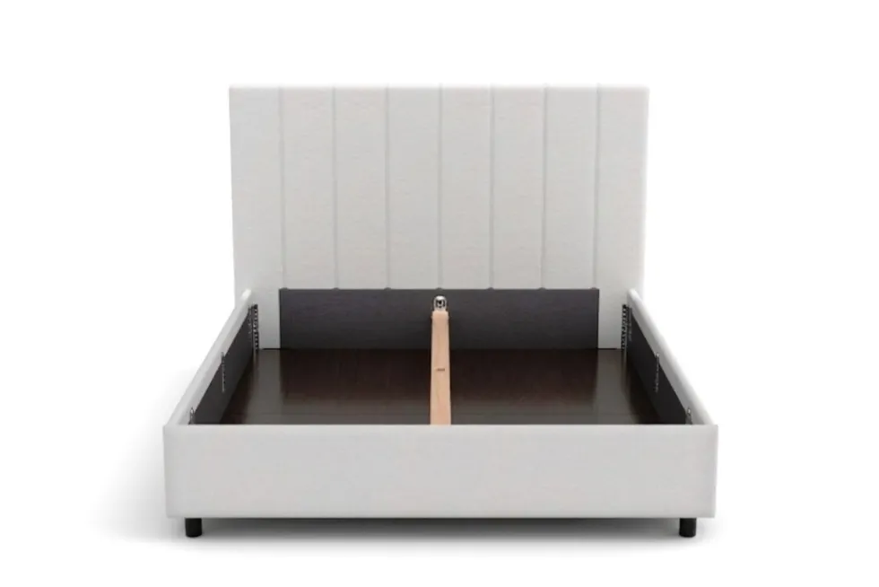 Łóżko tapicerowane Pasadena Frame Storage, Beech Black, Paris Light Grey, 160x200 cm