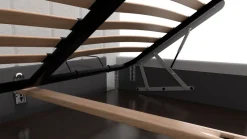 Łóżko tapicerowane Pasadena Frame Storage, Beech Black, Seven Navy 49, 160x200 cm