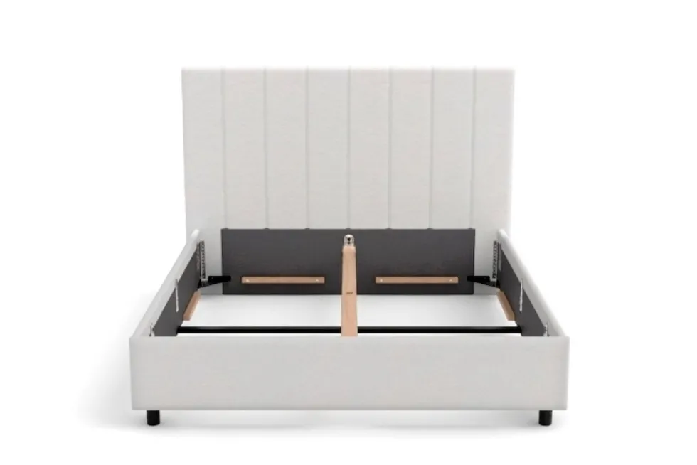 Łóżko tapicerowane Pasadena Frame Storage, Beech Black, Seven Navy 49, 160x200 cm