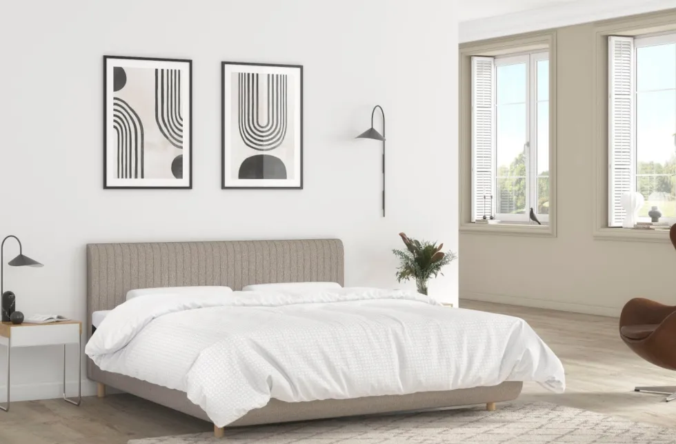 Łóżko tapicerowane TEMPUR® Arc Vertical, Static Slatted, Black/Oak, Stone, 180x200 cm