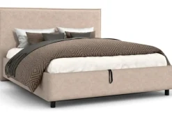 Łóżko tapicerowane Valentino Frame Standard, Beech Black, Kenya Beige, 180x200 cm