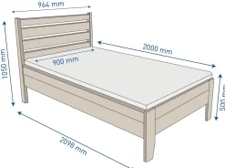 Łóżko z litego drewna - buk Lugo, 90x200 cm, wersja BK1 naturalny