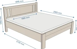 Łóżko z litego drewna bukowego Sion K3, BO102, 180x200 cm