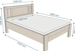 Łóżko z litego drewna bukowego Sion K2, BK10 palisandr, 140x200 cm