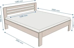 Łóżko z litego drewna Jona, 160x200 cm, Buk, BO 102, Bez modyfikacji