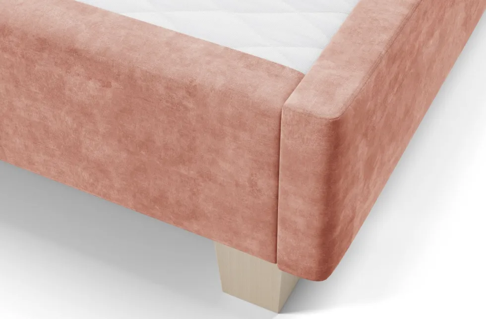 Luksusowe tapicerowane łóżko typu boxspring Grand, Peach Blossom, 200x200 cm