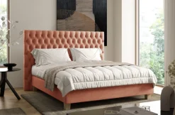 Luksusowe tapicerowane łóżko typu boxspring Grand, Peach Blossom, 200x200 cm