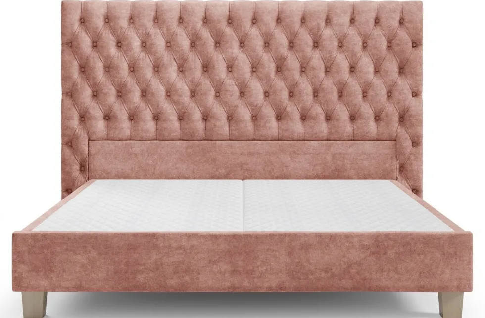 Luksusowe tapicerowane łóżko typu boxspring Grand, Peach Blossom, 200x200 cm