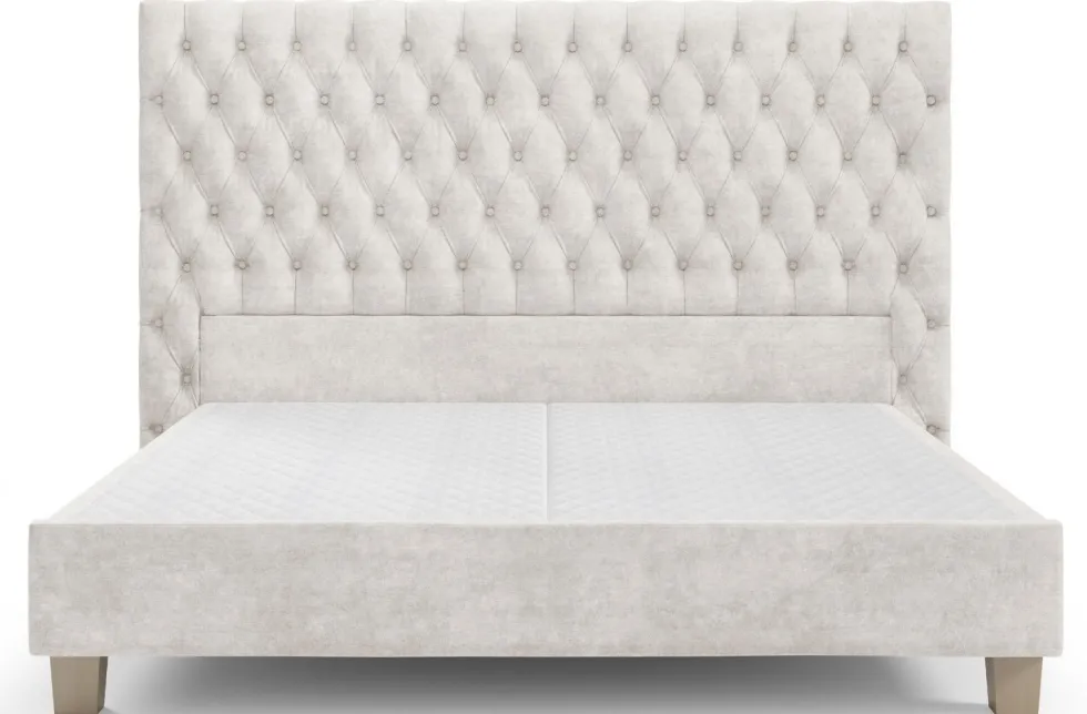 Luksusowe tapicerowane łóżko typu boxspring Grand, Ivory, 180x200 cm
