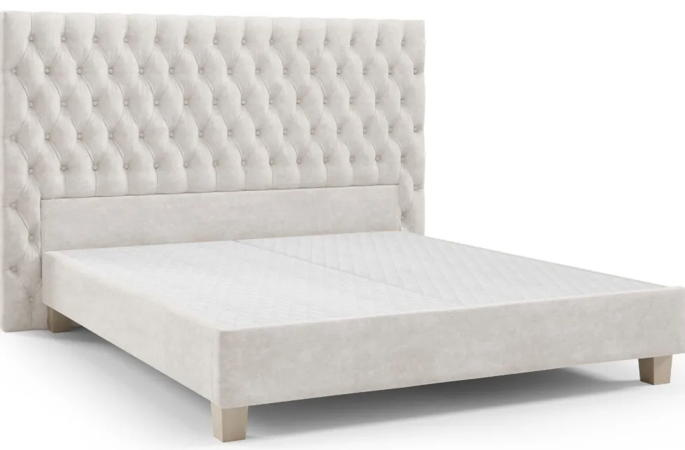 Luksusowe tapicerowane łóżko typu boxspring Grand, Ivory, 180x200 cm