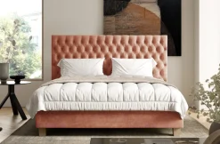 Luksusowe tapicerowane łóżko typu boxspring Grand, Peach Blossom, 160x200 cm