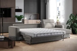 Narożna rozkładana sofa Lugano, szerokość 280 cm, prawy narożnik, Cloud 87