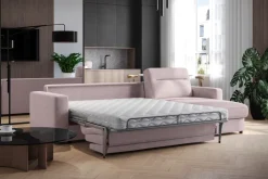 Narożna rozkładana sofa Lugano, szerokość 300 cm, prawy narożnik, Cloud 60