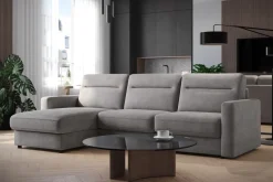 Narożna rozkładana sofa Lugano, szerokość 300 cm, lewy narożnik, Cloud 87
