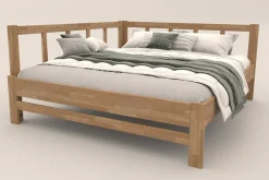 Narożne łóżko drewniane Bety, lewy róg, wersja BK1, 160x200 cm
