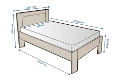 Pojedyncze łóżko z litego drewna Amien, buk, wersja BO101, 80x200 cm